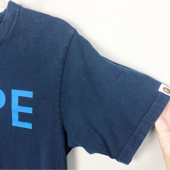 A BATHING APE | Two Tone Blue Dip Dye Ombré Bape Graphic Tee Men’s Size Small - Picture 3 of 8